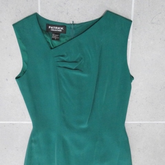 VTG Asymmetrical Teal Silk Dress NWOT, Size 4 - Picture 6 of 9